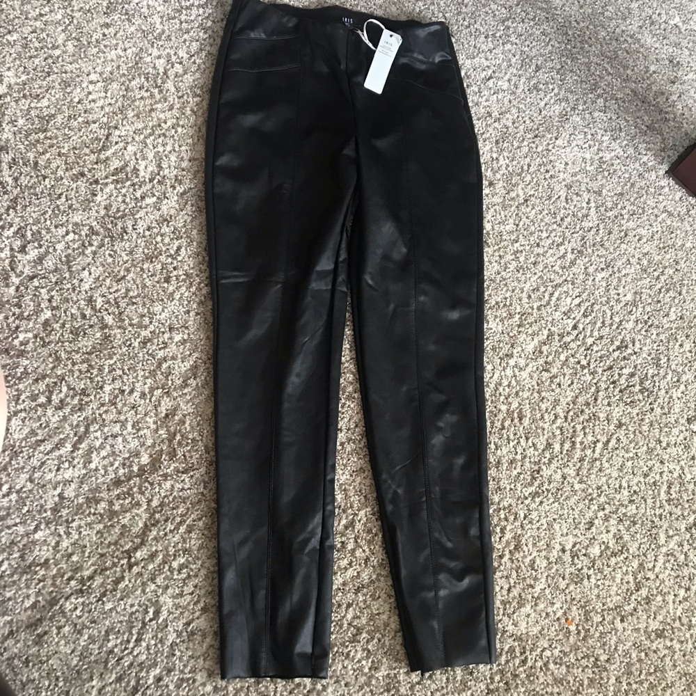 Iris Basic Black Vegan Leather Legging Pants Large - image 1